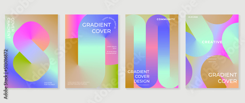 Abstract vibrant gradient background vector. Minimalist style cover template with shapes, colorful and liquid color. Modern wallpaper design perfect for social media, idol poster, photo frame.