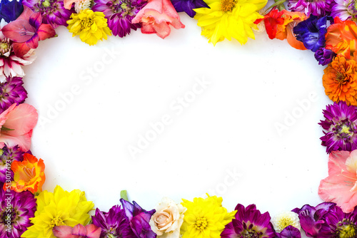 White space for text or message in a frame of bright colors