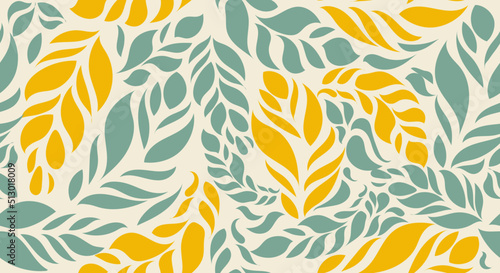 Abtract botanical leave Background  Vector seamless pattern pastel colour style.