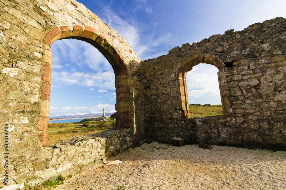 Remains of St Dwynwen's Church, Llanddwyn Island, Newborough Warren National Nature Reserve, Isle of Anglesey, North Wales