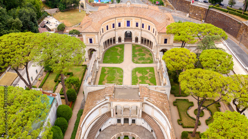Aerial view of the National Etruscan Museum. It's a museum of the Etruscan civilization. This building is located in the Villa Giulia in Rome, Italy.  photo