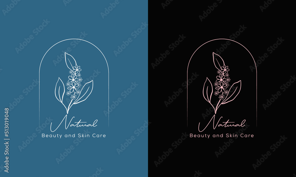 Botanical Floral element Hand Drawn Logo with Wild Flower and Leaves. Botanical Floral element Hand Drawn Logo with Wild Flower and Leaves.