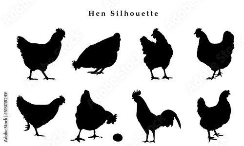 Foto Silhouettes of hen chicken. vector Illustration