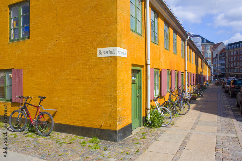 Nyboders Mindestuer Museum -  yellow historical buldings in Old Town of Copenhagen, Denmark