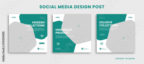 Set of Editable Template Social Media Design Instagram Post with Hexagon Shape in Minimalist Style. Suitable Post, Sale Banner, Ads, Promotions, Business, School, Company, Travel, Furniture, Fashion