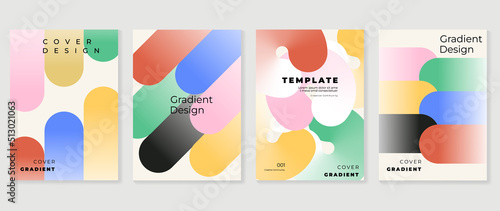 Abstract fluid gradient background vector. Minimalist style cover template with shapes, colorful and liquid color. Modern wallpaper design perfect for social media, idol poster, photo frame.