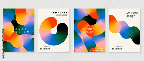 Abstract fluid gradient background vector. Minimalist style cover template with shapes, colorful and liquid color. Modern wallpaper design perfect for social media, idol poster, photo frame.