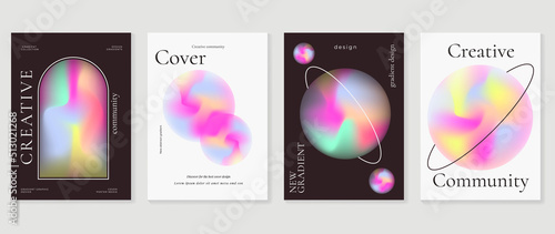 Abstract fluid gradient background vector. Minimalist style cover template with shapes, colorful and liquid color. Modern wallpaper design perfect for social media, idol poster, photo frame.