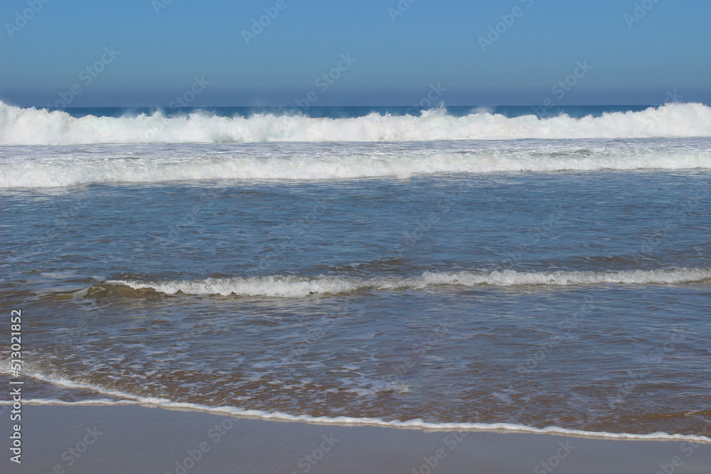 sea water scenery with calm waves and bright blue sky background sea water scenery with calm waves and bright blue sky background