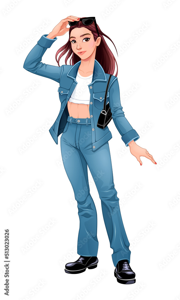 Street fashion girl posing with sunglasses in her hands. Vector isolated character
Street fashion girl posing with sunglasses in her hands. Vector isolated character