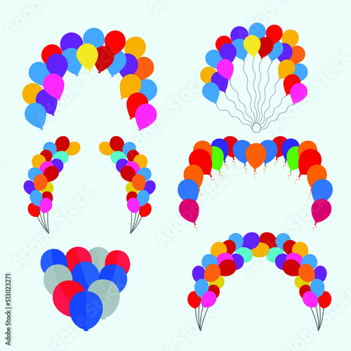 Balloon Arch Best Colorful Illustrations Design Collection With White Background, Premium Vector, And Hi-Quality Design.