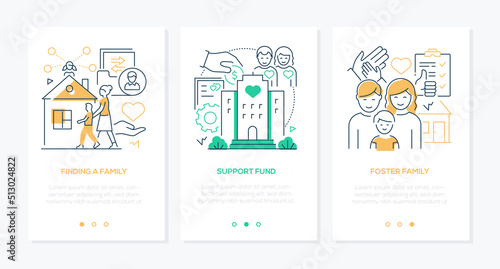 Find a foster family - line design style banners set