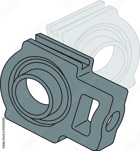 pillow block bearing type UCT, vector icon 3D design, on white background
