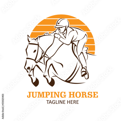 horse jockey vector illustration logo design, perfect for stable and event logo