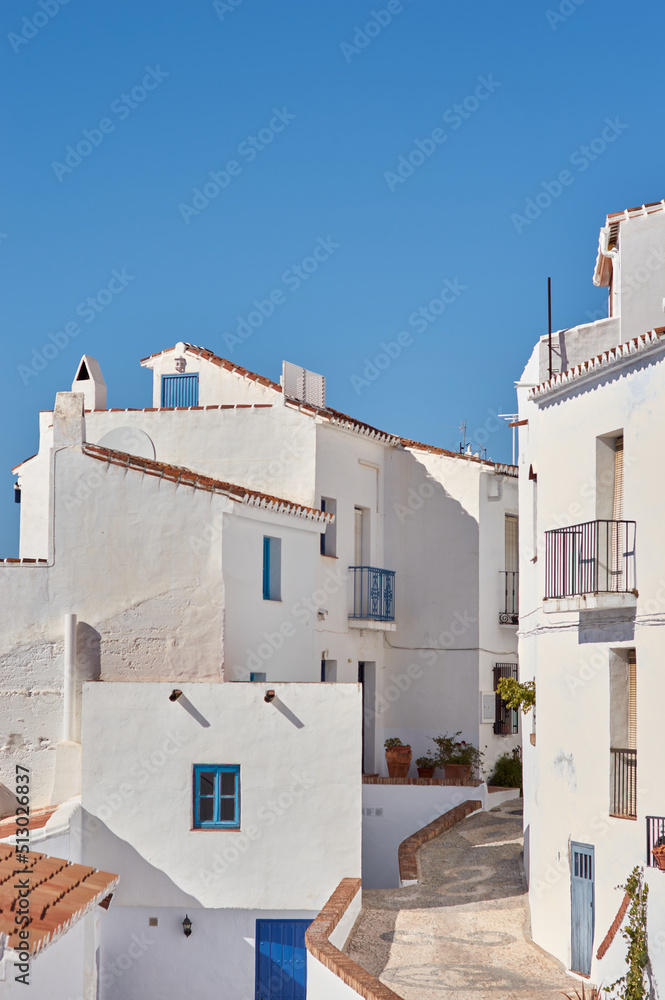 White houses with blue sky in summer