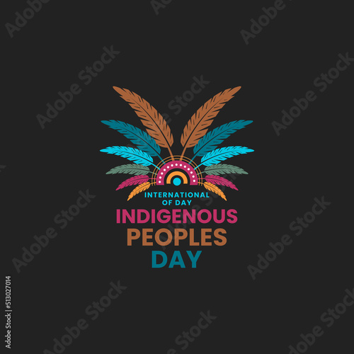 Indigenous peoples day greeting social media design. feather design