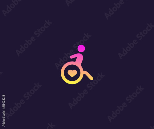 Destitute And wheel chair  Logo Design vector Template