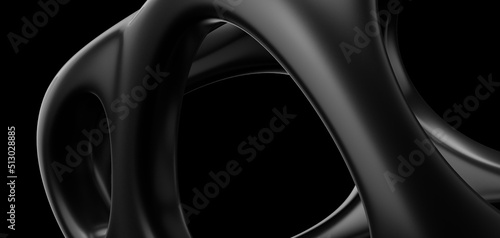 Fototapeta Naklejka Na Ścianę i Meble -  Black Oil or Petrol liquid flow, liquid metal close-up, wide horizontal banner. 3d illustration