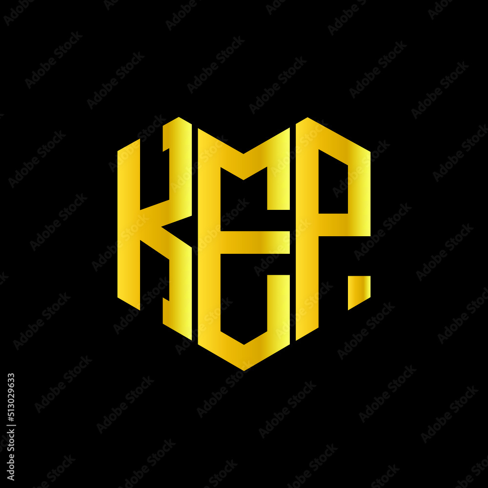 Kep letter luxury logo design on black background. Kep creative