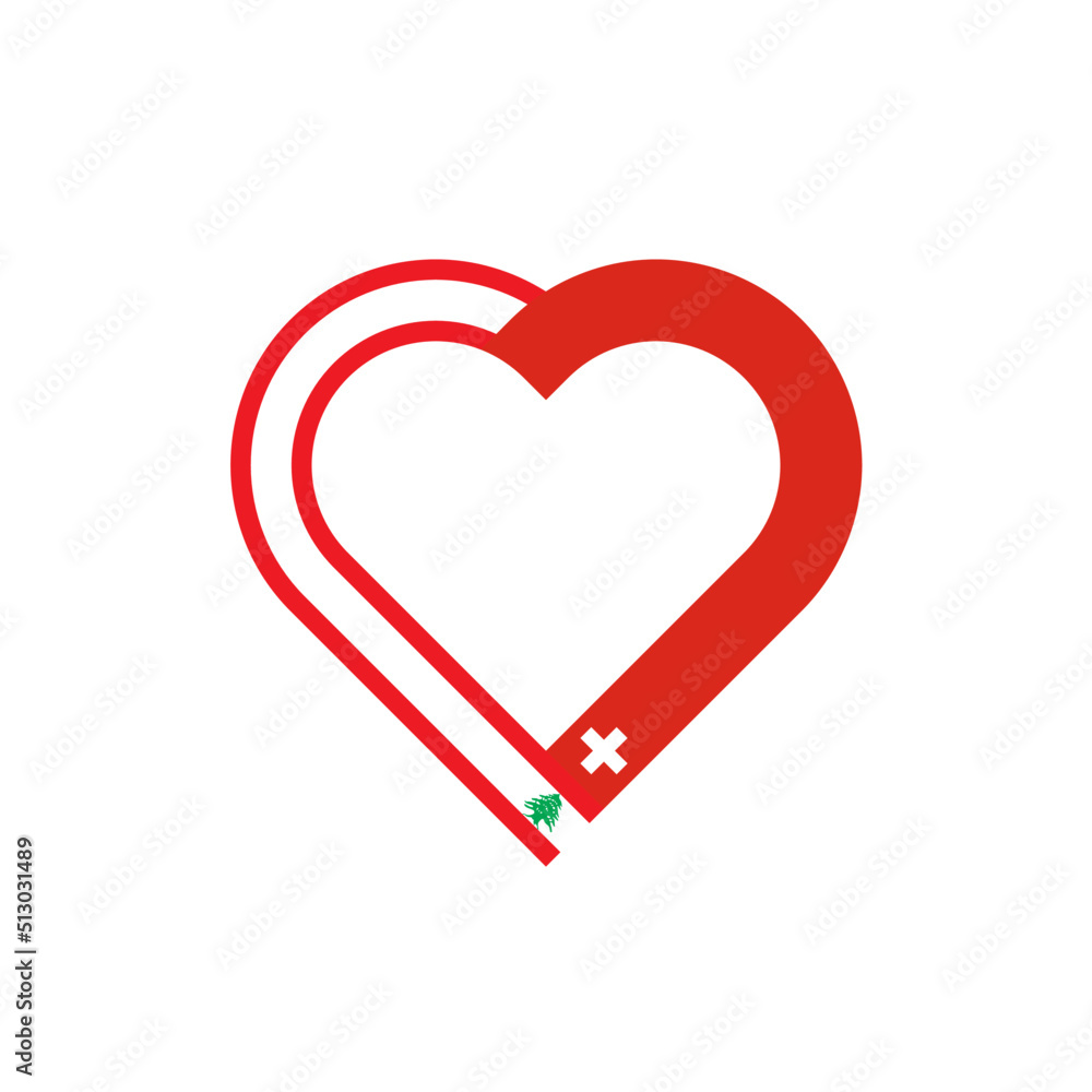 friendship concept. heart ribbon icon of lebanon and swiss and flags. vector illustration isolated on white background