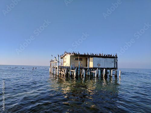 Obraz na plátně Stilt house in the Gulf of Mexico in Florida, USA