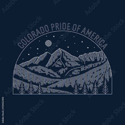 Mono line art of Elk Mountain Colorado Pride