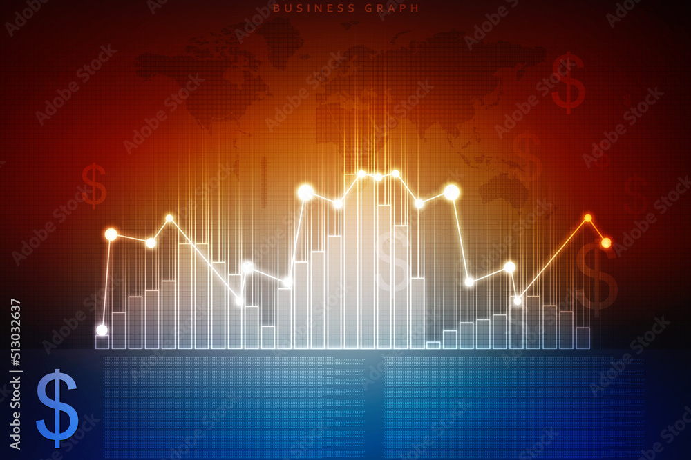 2d rendering Stock market online business concept. business Graph 2d rendering Stock market online business concept. business Graph