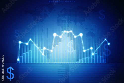 2d rendering Stock market online business concept. business Graph 