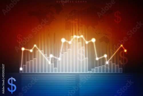 2d rendering Stock market online business concept. business Graph 