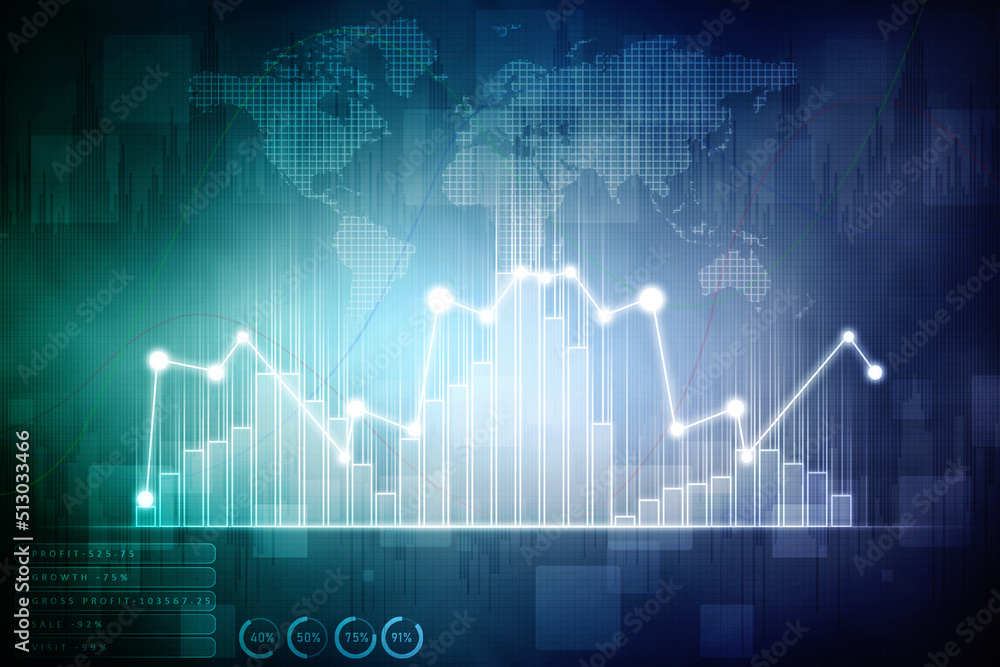 2d rendering Stock market online business concept. business Graph 2d rendering Stock market online business concept. business Graph