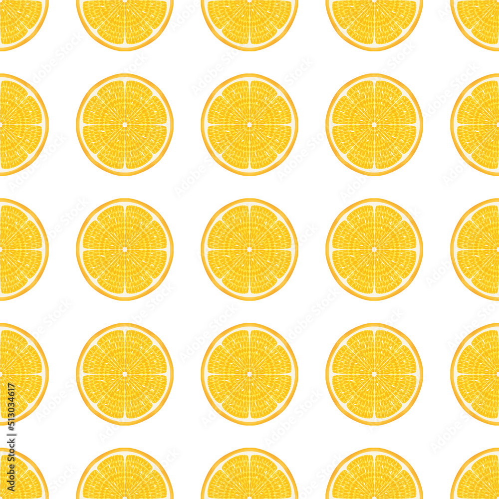 Pattern of sliced lemons white background