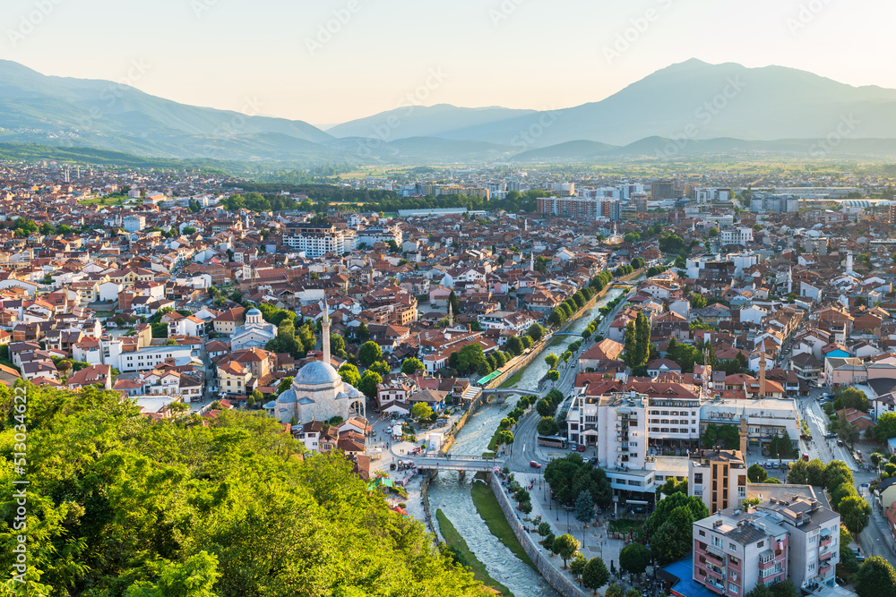 Prizren Cityscape From The Fortress At Sunset In Kosovo Prizren Prizren Cityscape From The Fortress At Sunset In Kosovo Prizren