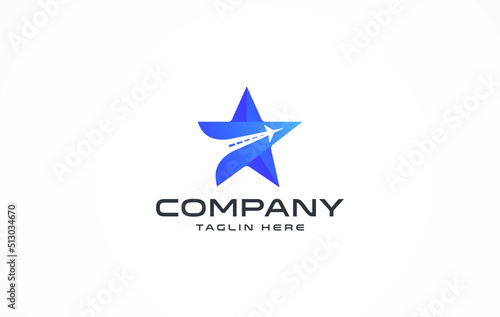 Star Plane Logo Design, Vector Illustration Modern Monogram icon