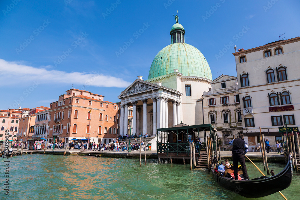 Church of the 18th century San Simeone Piccolo on the embankment of the Grand Canal in Venice. Italy