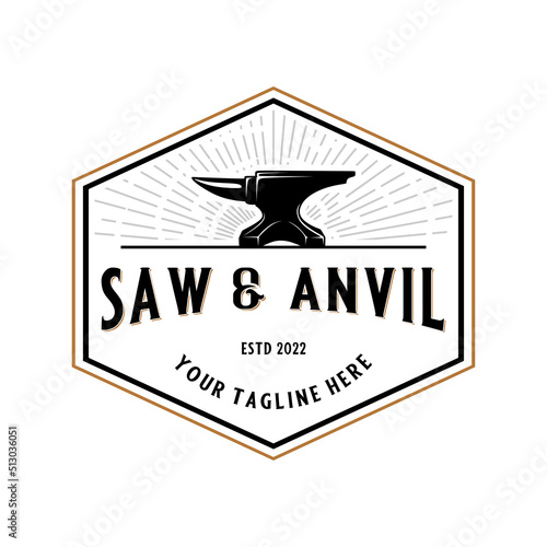 Blacksmith anvil. vintage logo design.