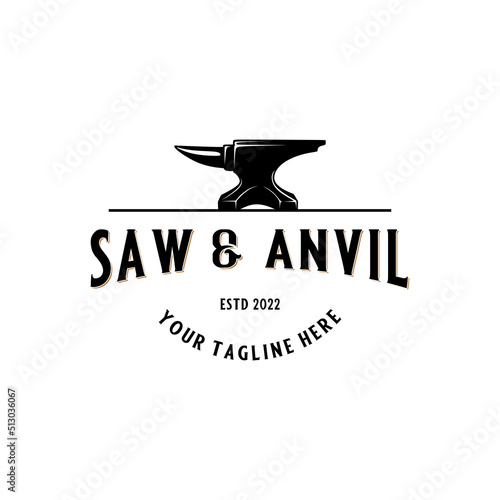 vintage logo anvil. inspirational logo.
