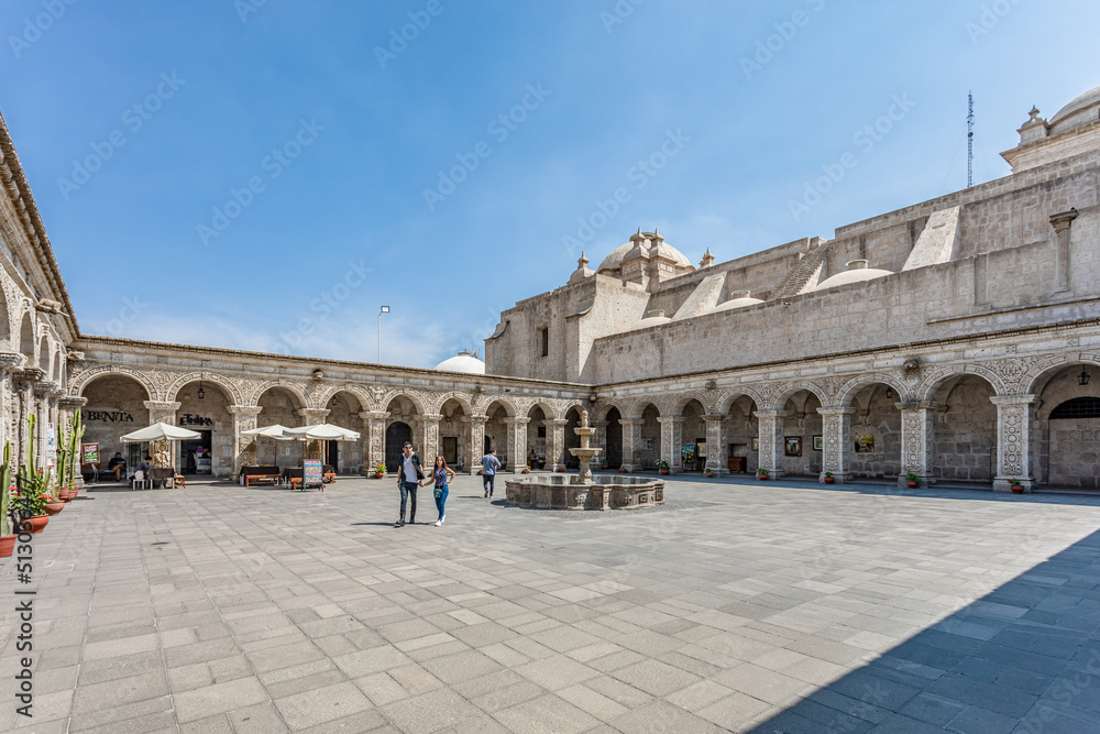 Cloisters of La Compañía, built entirely of sillar (white volcanic stone from Arequipa)