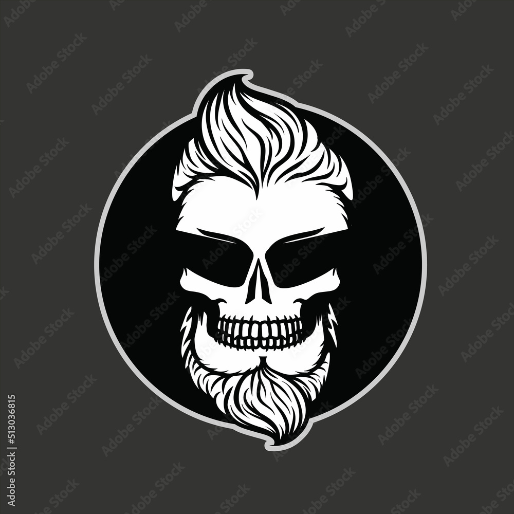 smile skull illustration with cute hair style smile skull illustration with cute hair style