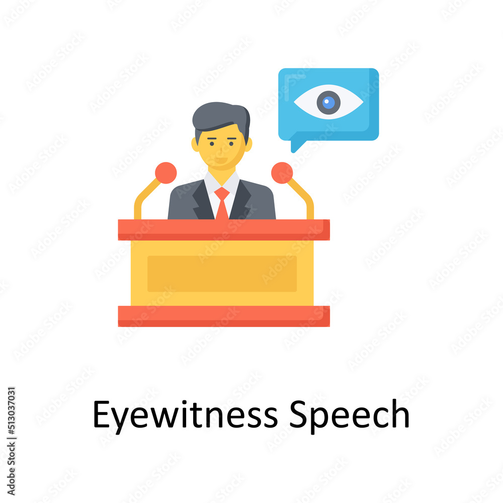 Eyewitness Speech  vector flat icon for web isolated on white background EPS 10 file