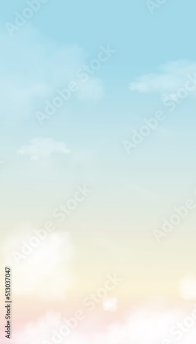 Sunrise in Morning with pastel Orange,Yellow and Pink sky,Vertical Dramatic twilight landscape with Sunset in evening,Vector illustration Sky banner of sunrise or sunlight for four seasons background