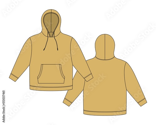 Hoodie template in golden color.