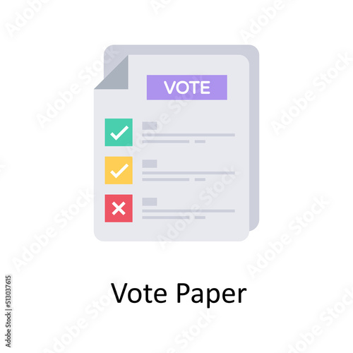 Vote Paper  vector flat icon for web isolated on white background EPS 10 file