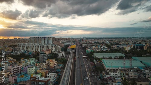 Bangalore city aerial Hyperlapse.  Bengaluru India photo