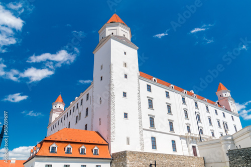 View on the corner of Bratislava Castle in capital city of Slovak republic.