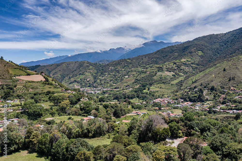 Panoramic view of the Andean mountains. Merida state, venezuela. Mérida is a beautiful city in the Andes mountains in northwestern Venezuela. 