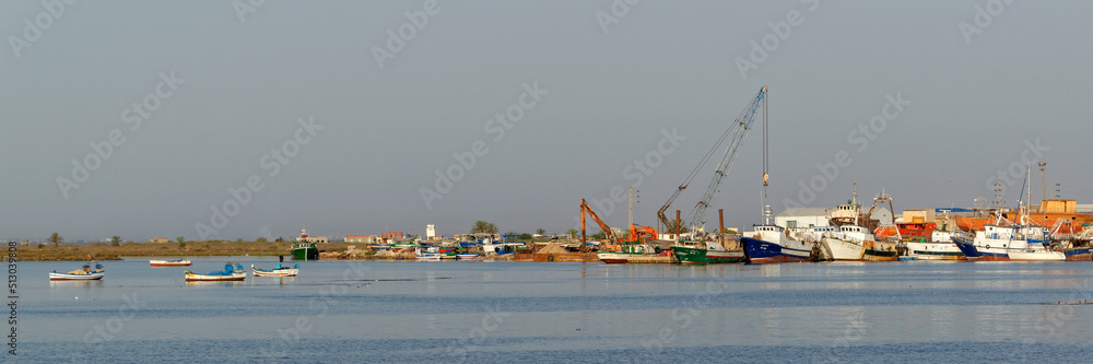 Bateaux de pêche dans un port en Tunisie
