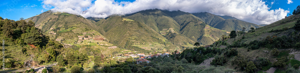 Landscape view of the Andean mountains on a sunny day. Merida state, venezuela