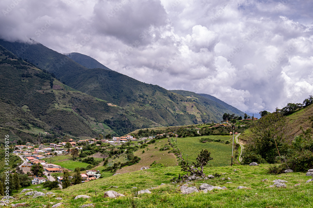 Panoramic view of the Andean mountains on a sunny day. Merida state, venezuela