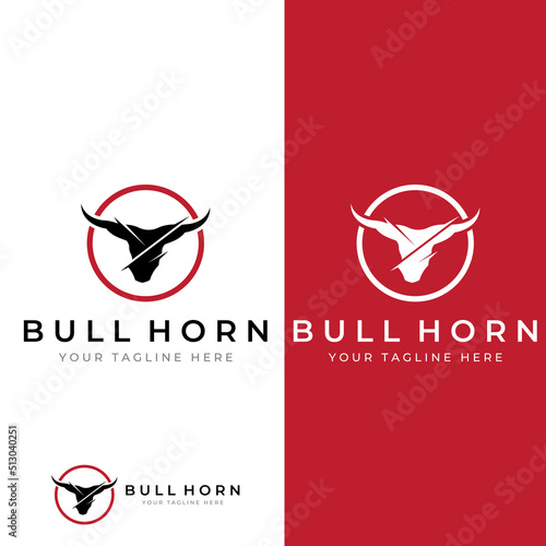 Bull's head horn logo. Using a vector illustration template design concept.
