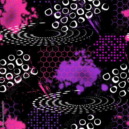 girlish sports print. Seamless pattern with geometric elements.